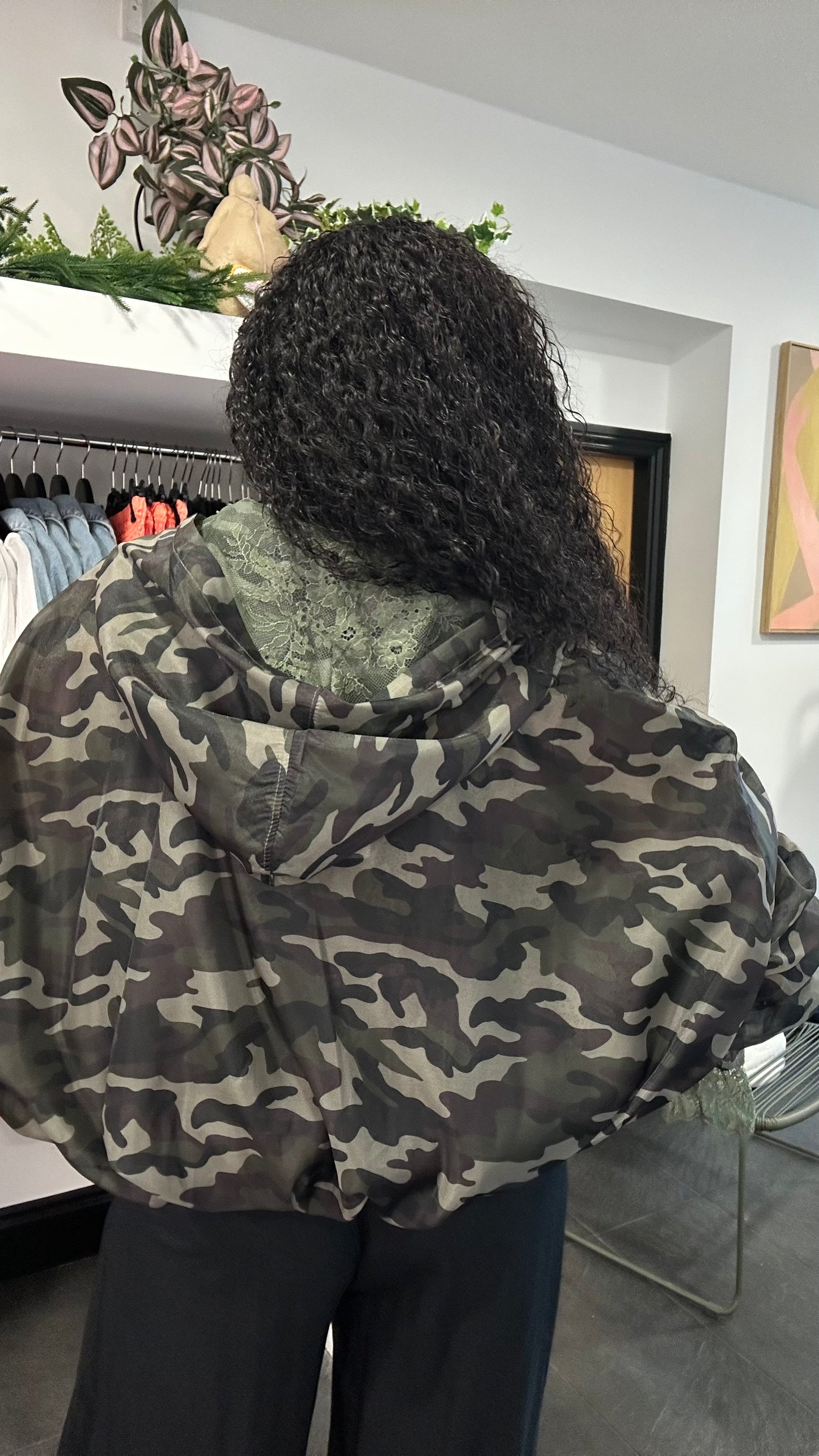 LUXE TERRAIN CAMOUFLAGE LACE FRILL SLEEVE JACKET *New