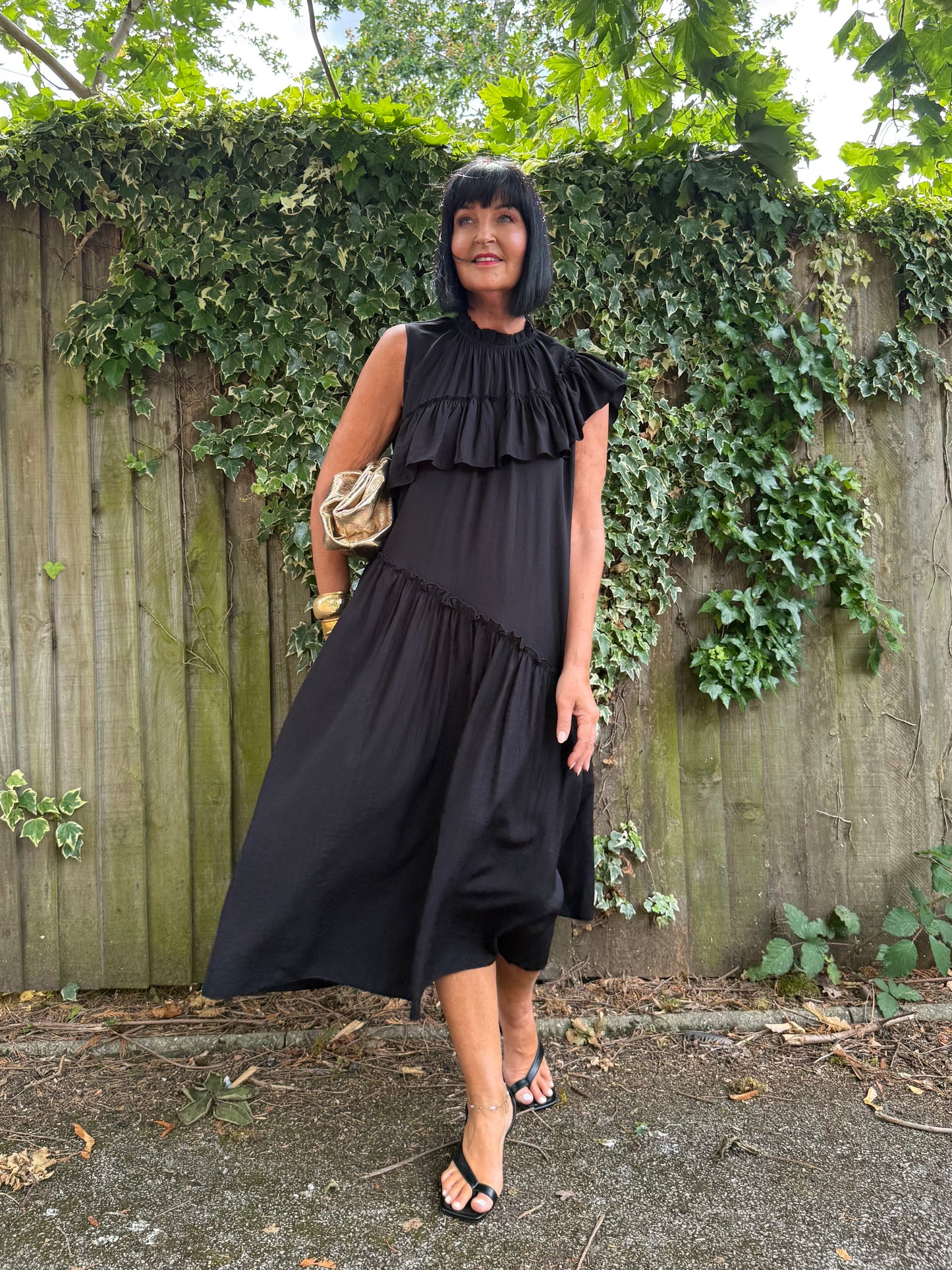 FLOWETRY FRILL MAXI DRESS BLACK *New