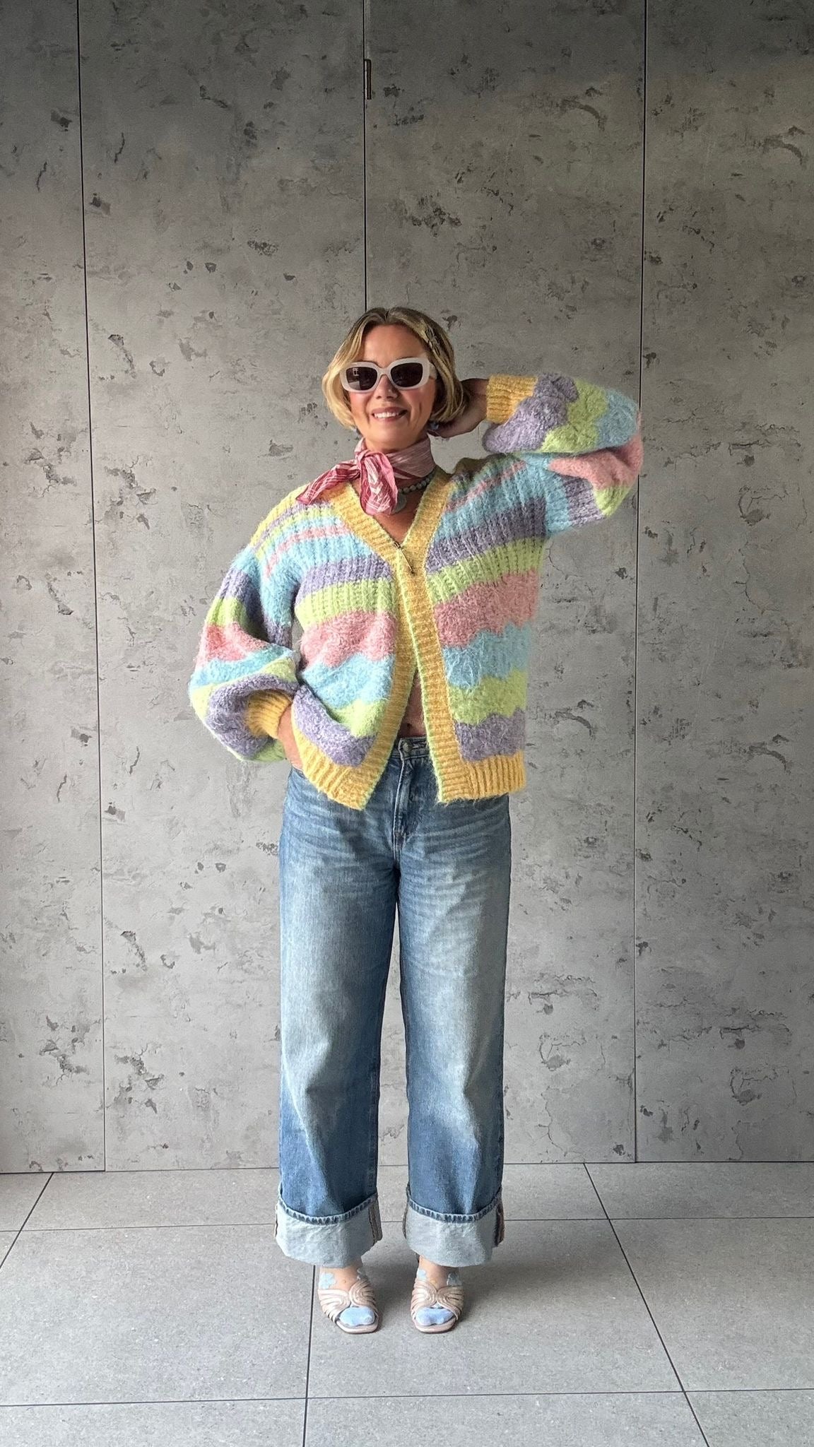 BRI CLOUD RAINBOW CLOUD CARDIGAN PASTEL YELLOW PINK  *New