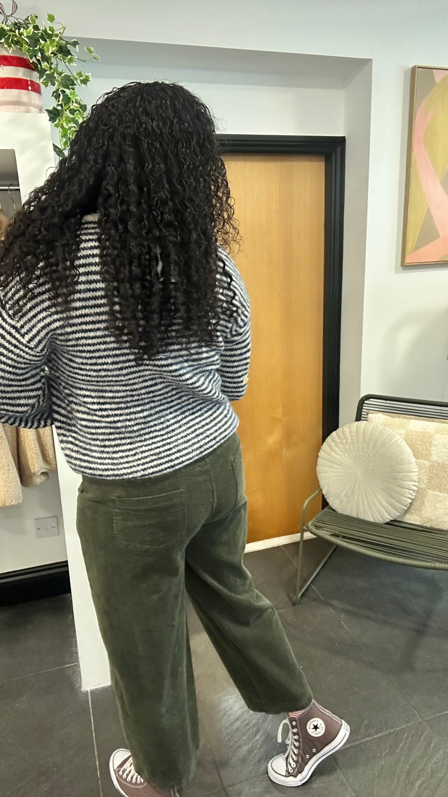 GRASMERE CORDUROY TAPERED BARREL LEG TROUSERS OLIVE GREEN *NEW