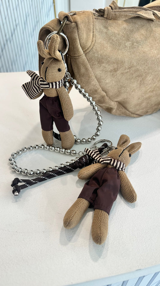 RABBIT BUNNY KEYRING BAG CHARM CHARM BROWN *New