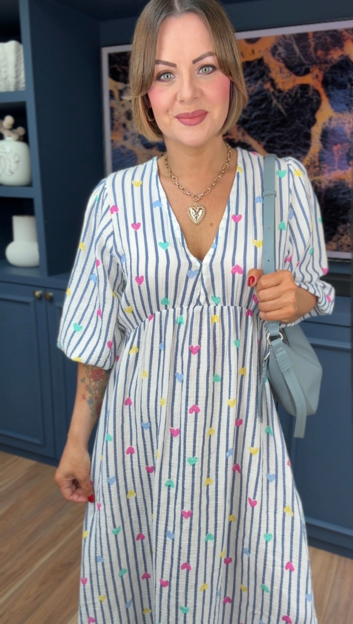 SEVE HARIBO HEART & STRIPE DRESS BLUE *New