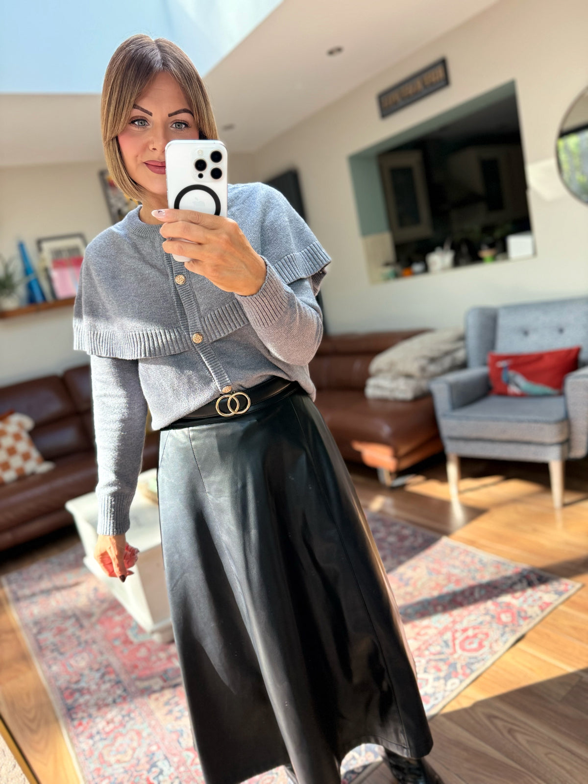 CATHY CAPE KNIT GREY *New