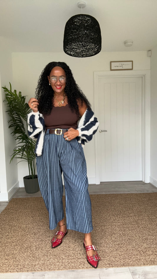 COSIMA STRIPE TROUSER BLUE *New