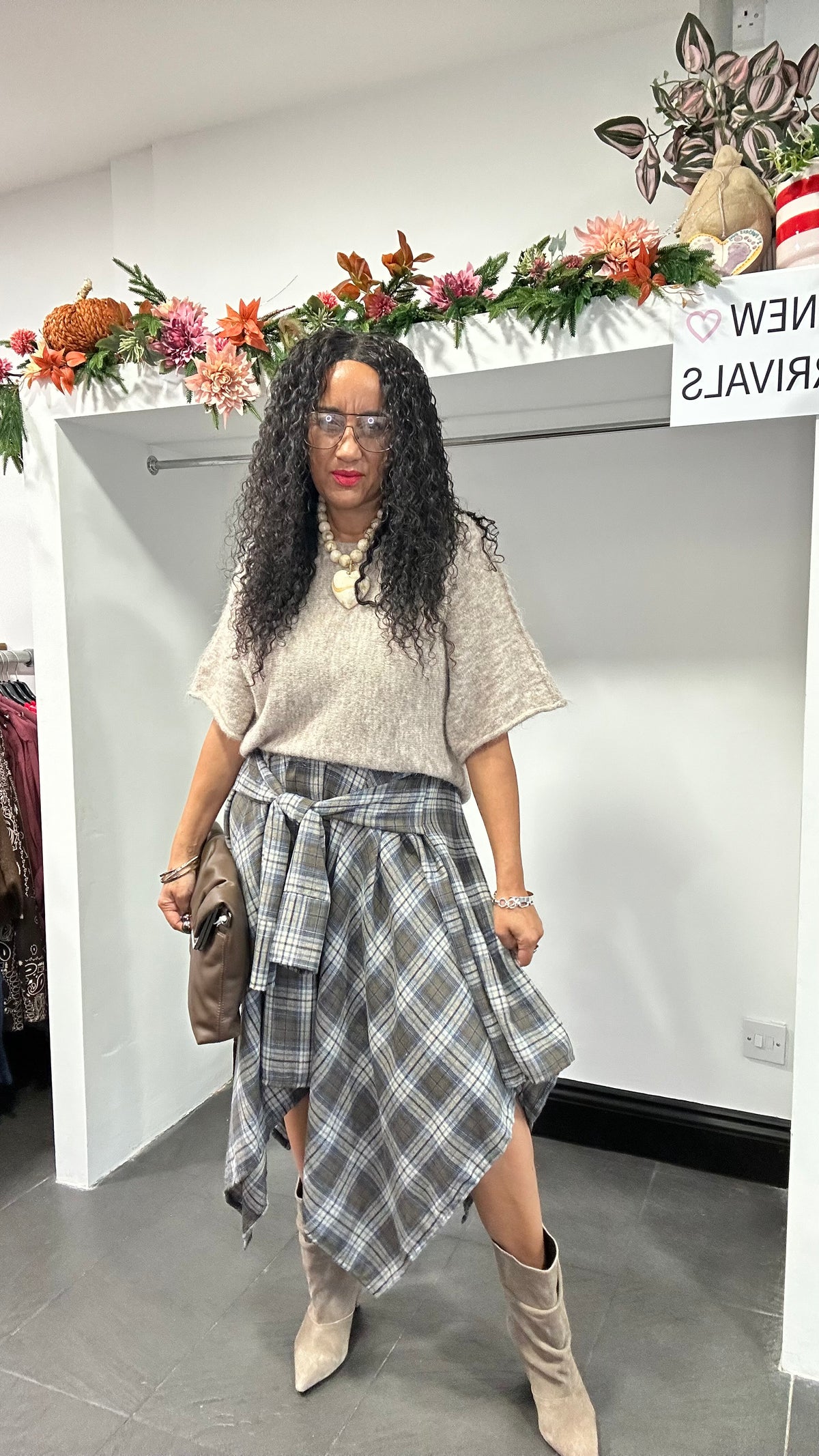 CLOUDIE TARTAN TIE-WAIST SKIRT *New
