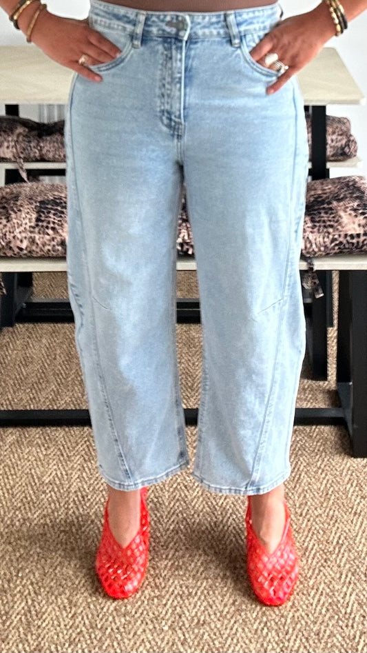 TOXIK3 BARREL LEG LIGHT WASH DENIM *New