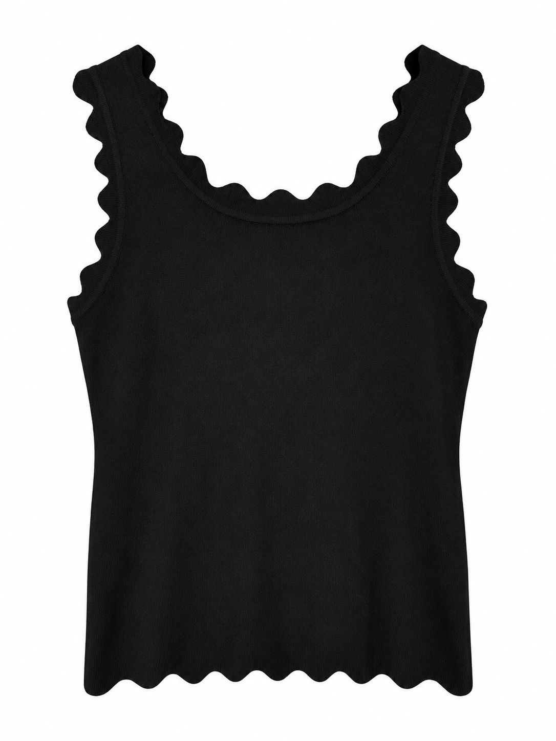 SCALLOPED VEST BLACK *New
