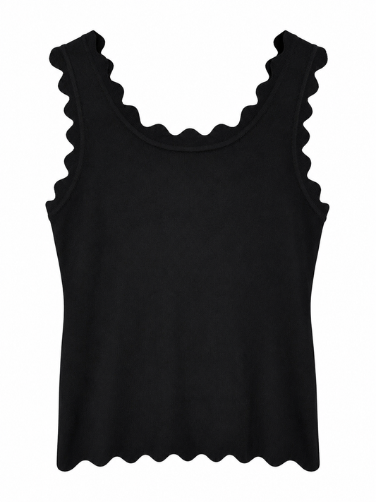 SCALLOPED VEST BLACK *New