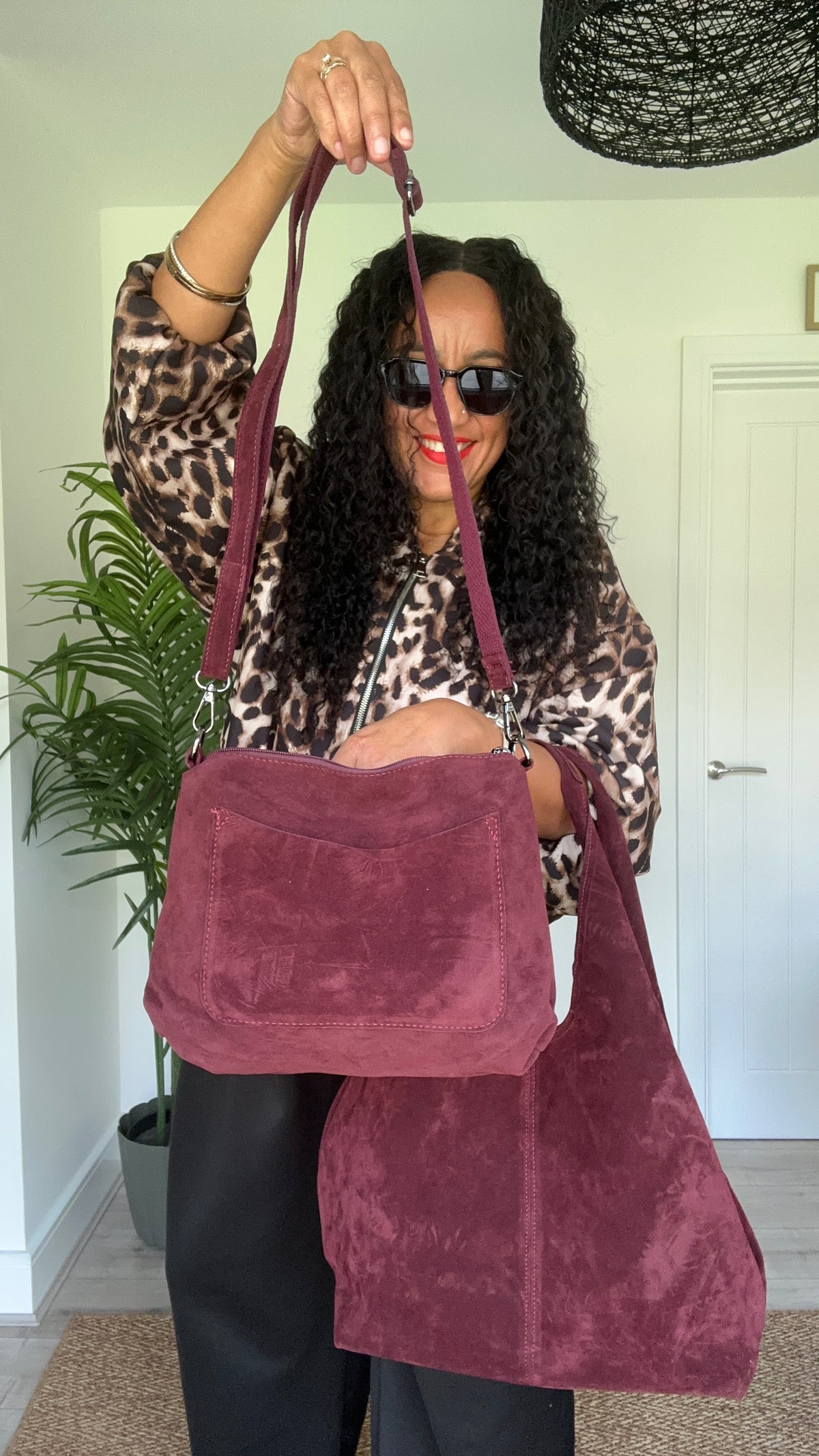 SAMUAL SUEDE 2IN1 SLOUCH BAG BURGUNDY *New