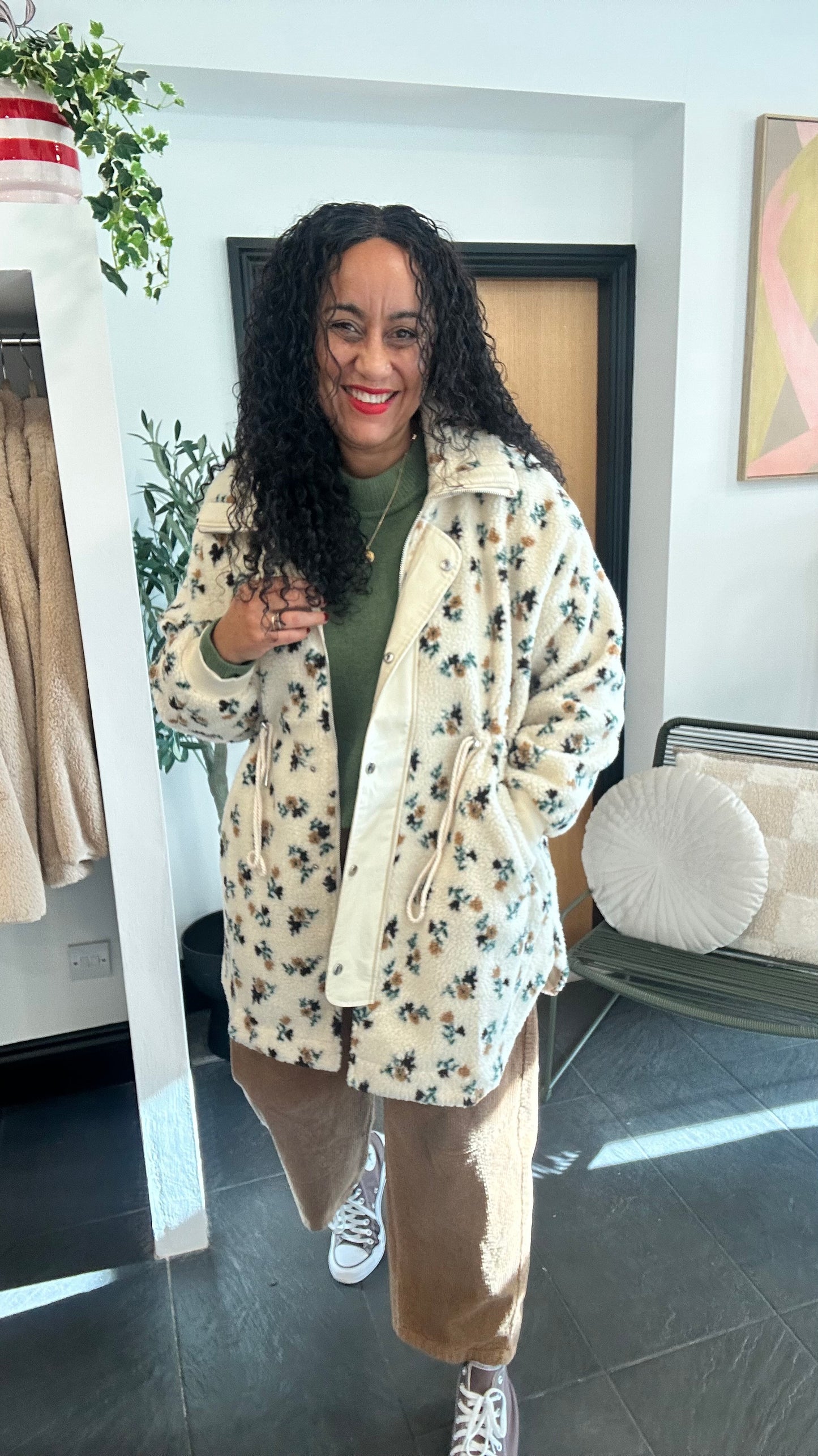 KENDAL TEDDY PARKA FLORAL & CREAM *New