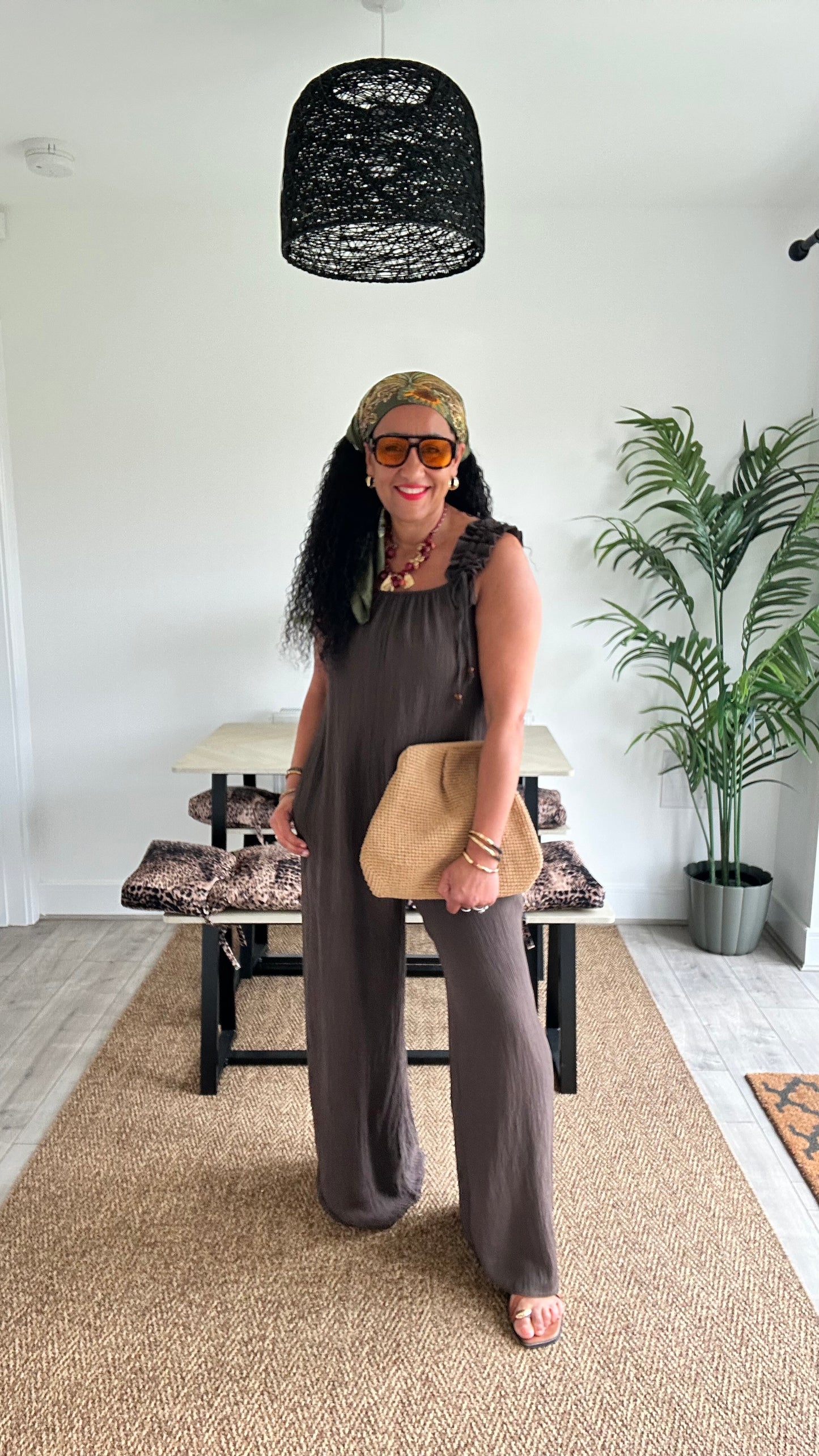 TAMMY BOHO JUMPSUIT DEEP BROWN *New