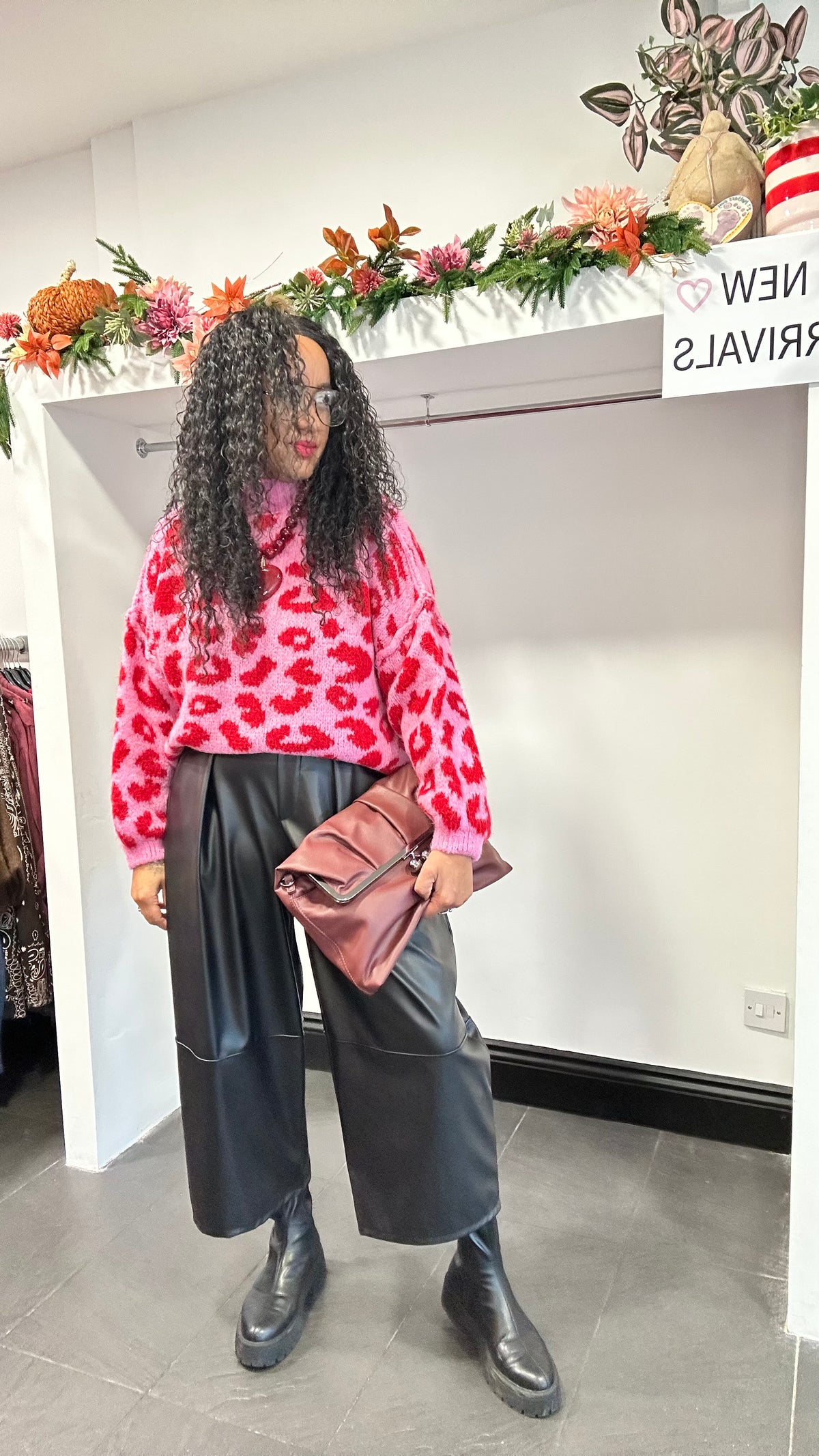 ALEX LEOPARD KNITWEAR RED & PINK *New