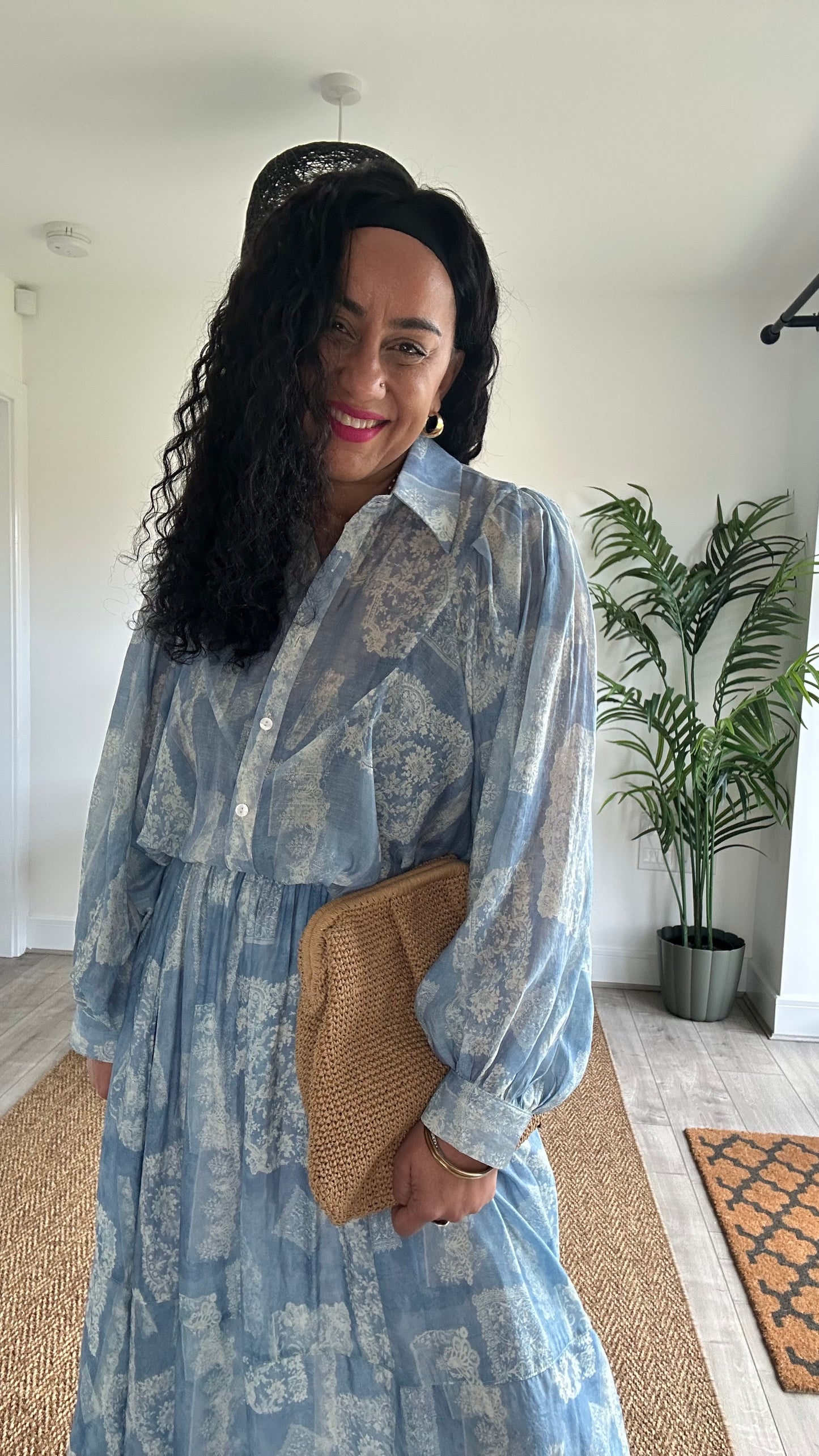 SALE ADELE SHEER VINTAGE INSPIRED BLOUSE BLUE