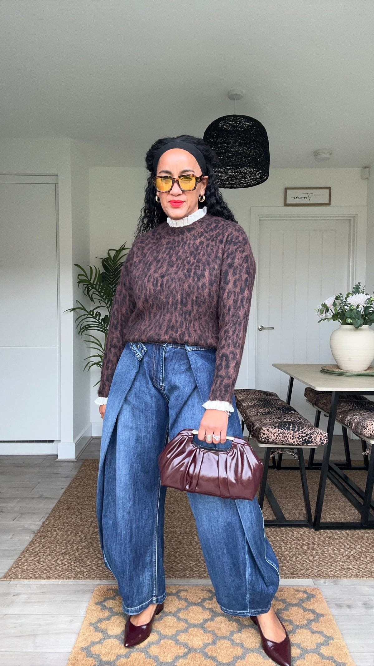 DREW LEOPARD KNIT WITH WHITE FRILL DETAIL *New