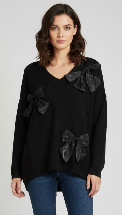 SALE 3D BOW JUMPER BLACK