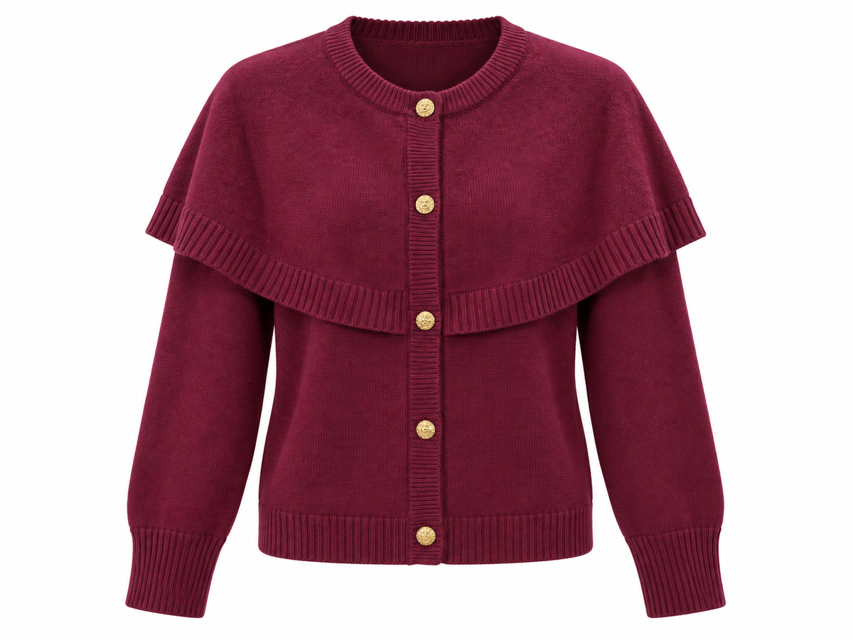 CATHY CAPE KNIT BURGUNDY *New