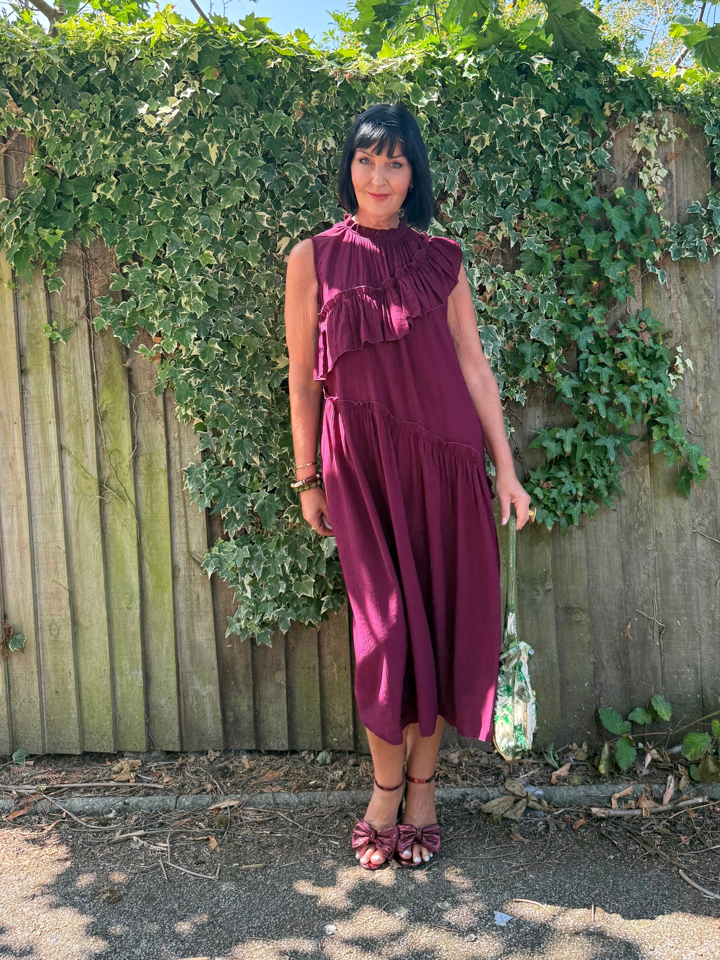 FLOWETRY FRILL MAXI DRESS WINE RED *New