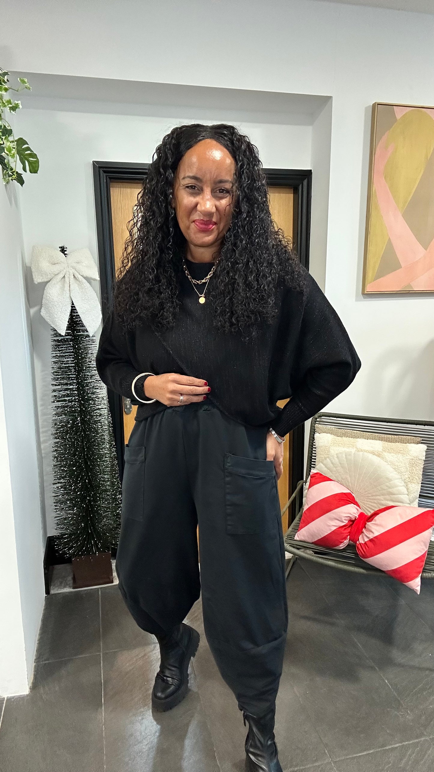 OG DEBORAH POCKET BALLOON TROUSERS BLACK *New