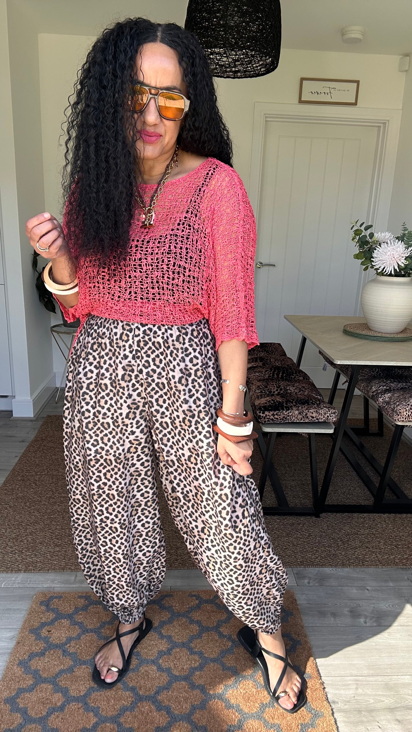 GLYN CROCHET TOP CORAL *New