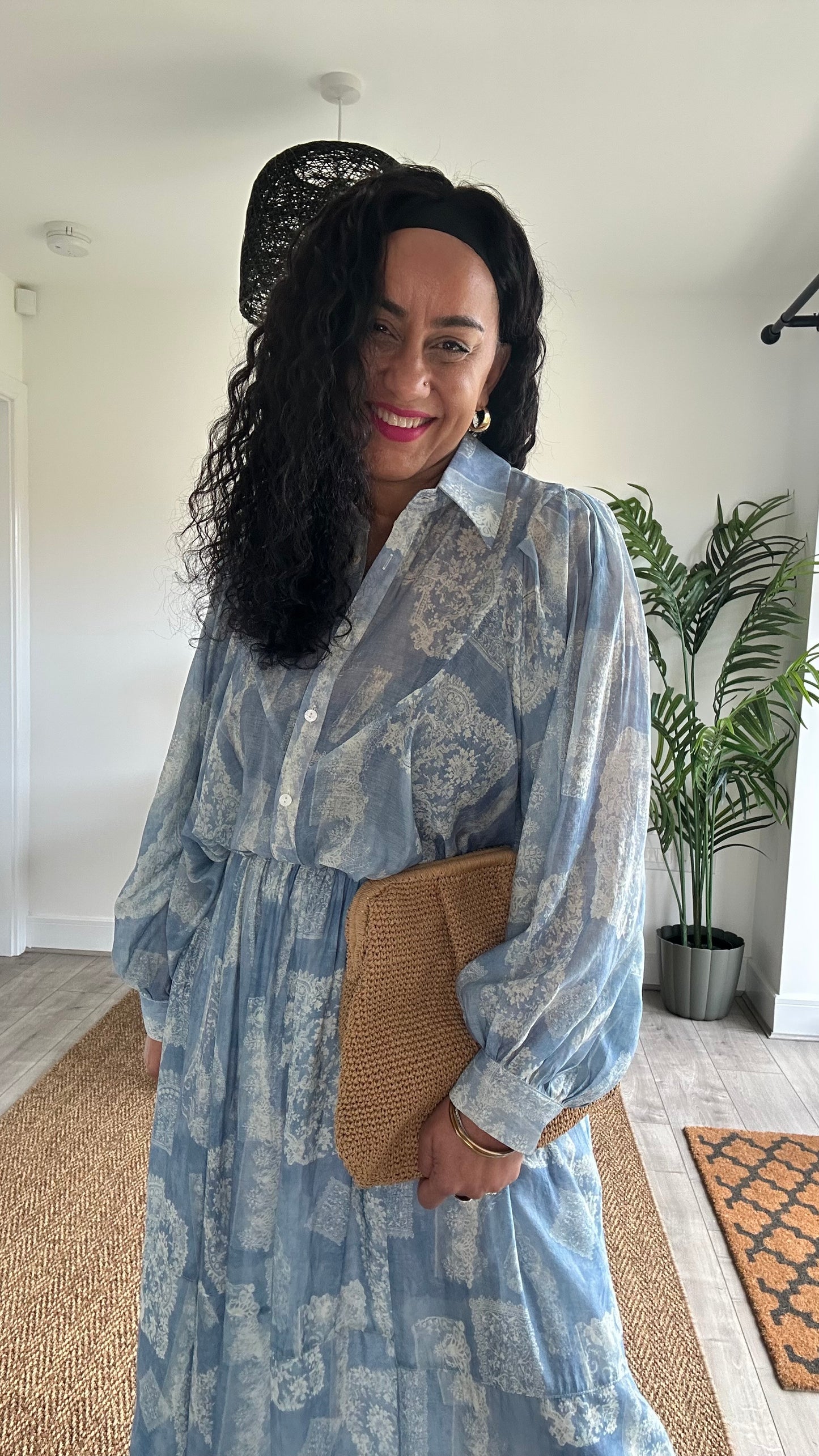 SALE ADELE SHEER VINTAGE INSPIRED BLOUSE BLUE