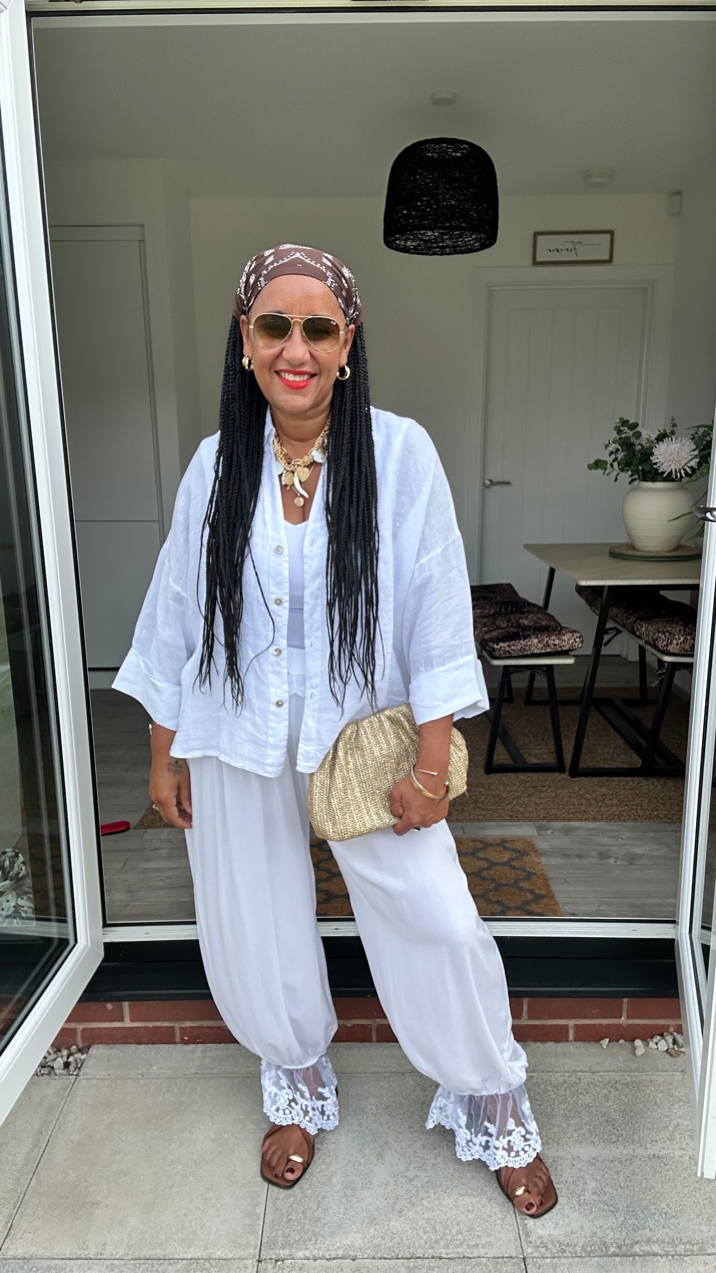 ZURI LACE CUFF BALLOON TROUSERS WHITE *New
