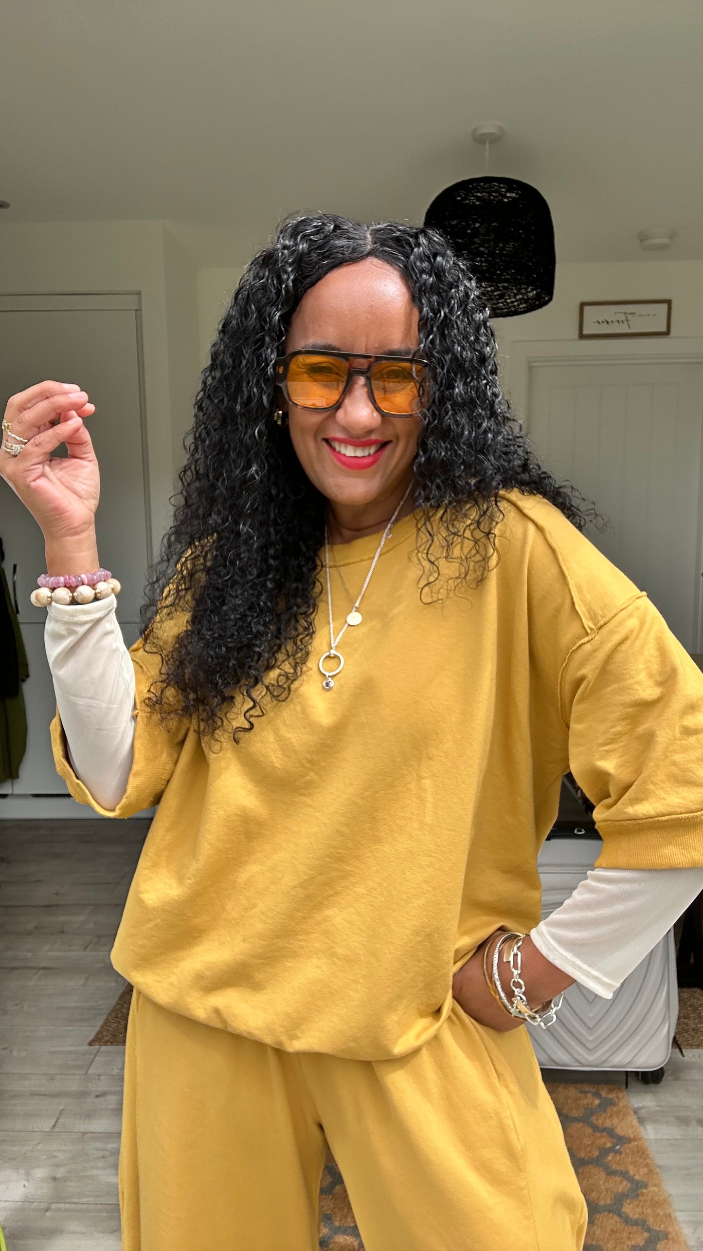 DEBORAH SWEAT TOP MUSTARD YELLOW *NEW