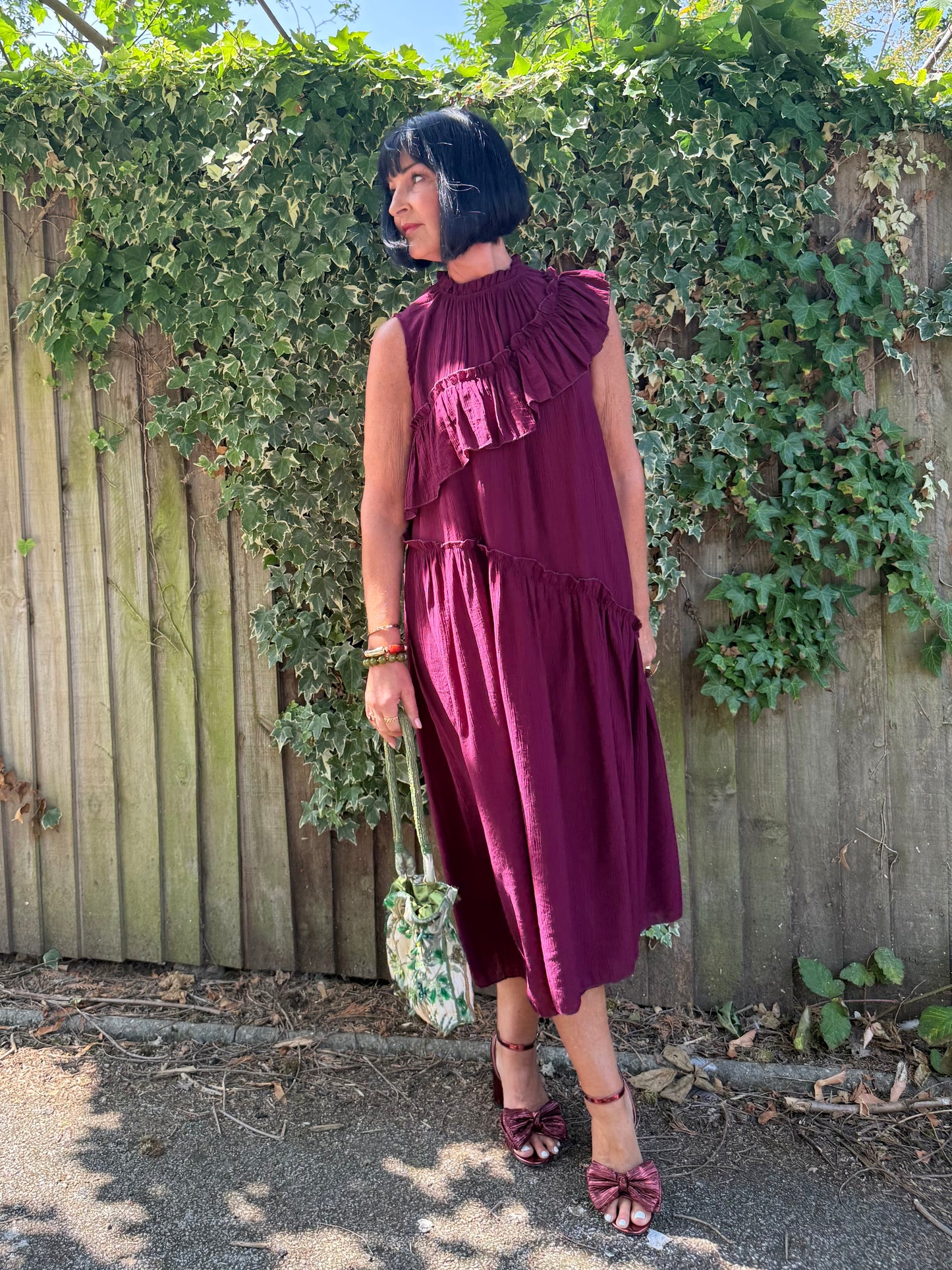 FLOWETRY FRILL MAXI DRESS WINE RED *New