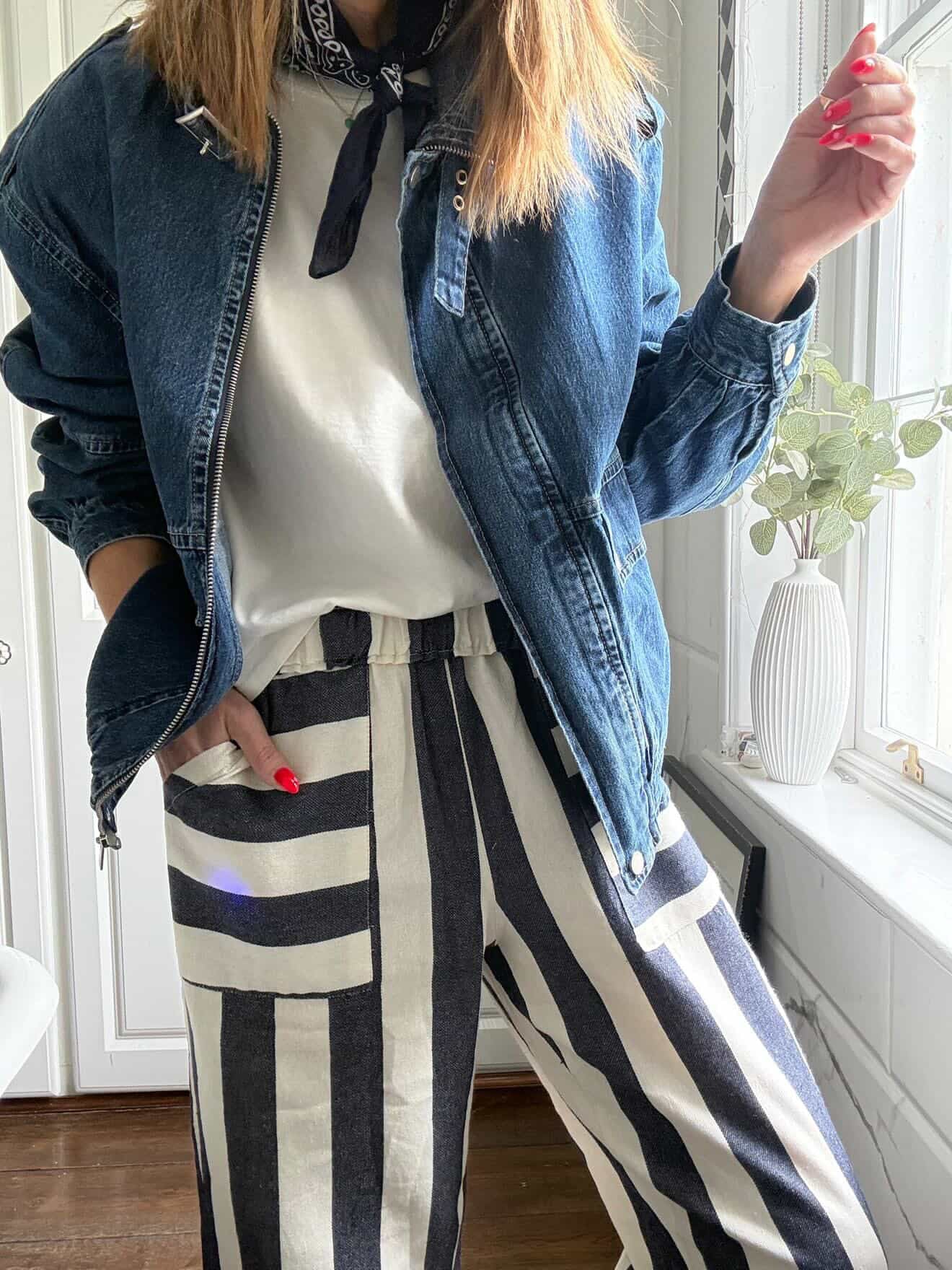 SALE DENIM FUNNEL NECK BOMBER JACKET