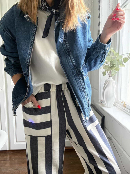 DENIM FUNNEL NECK BOMBER JACKET *New