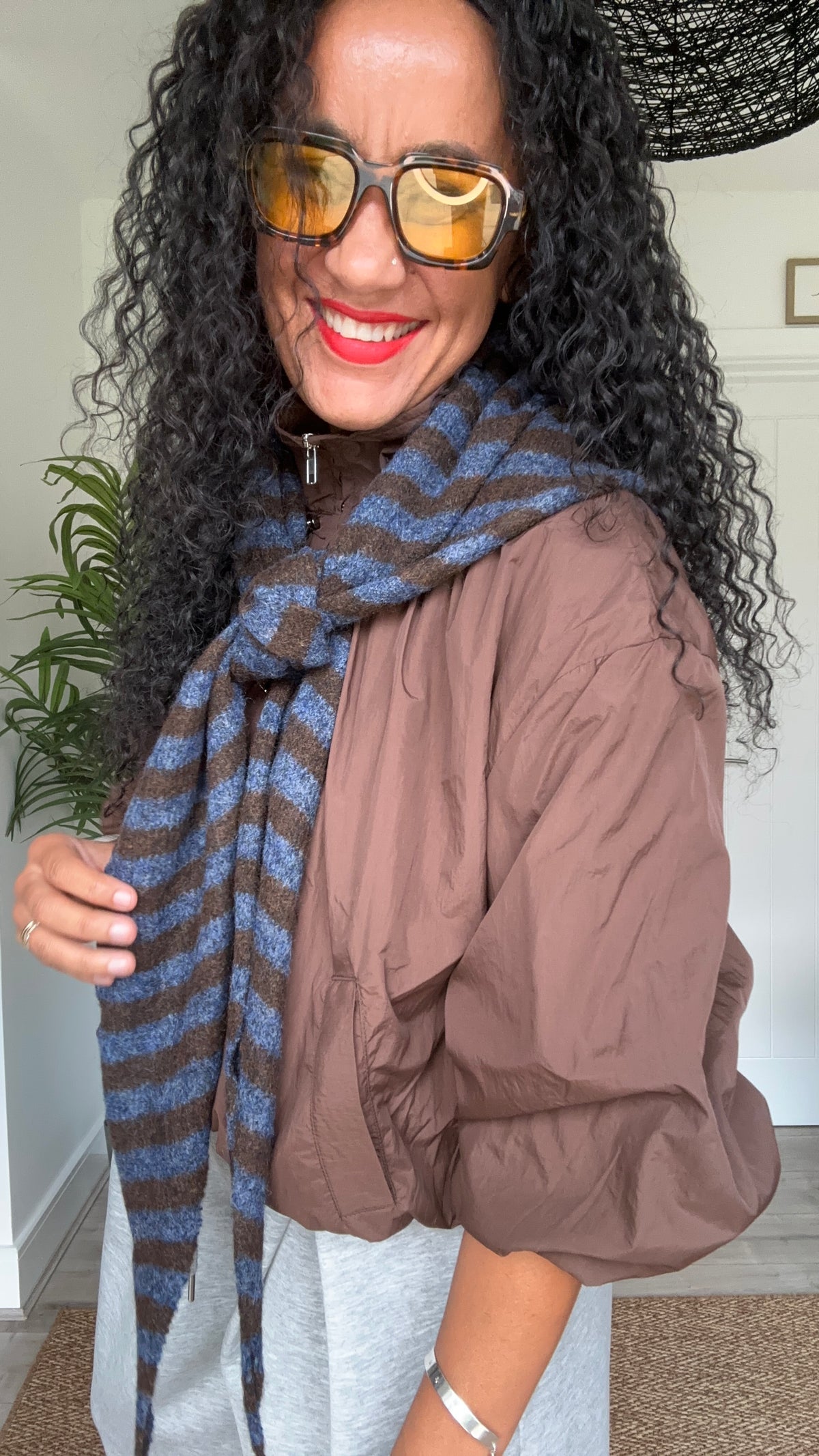 TRIANGLE STRIPE NAVY & BROWN *New