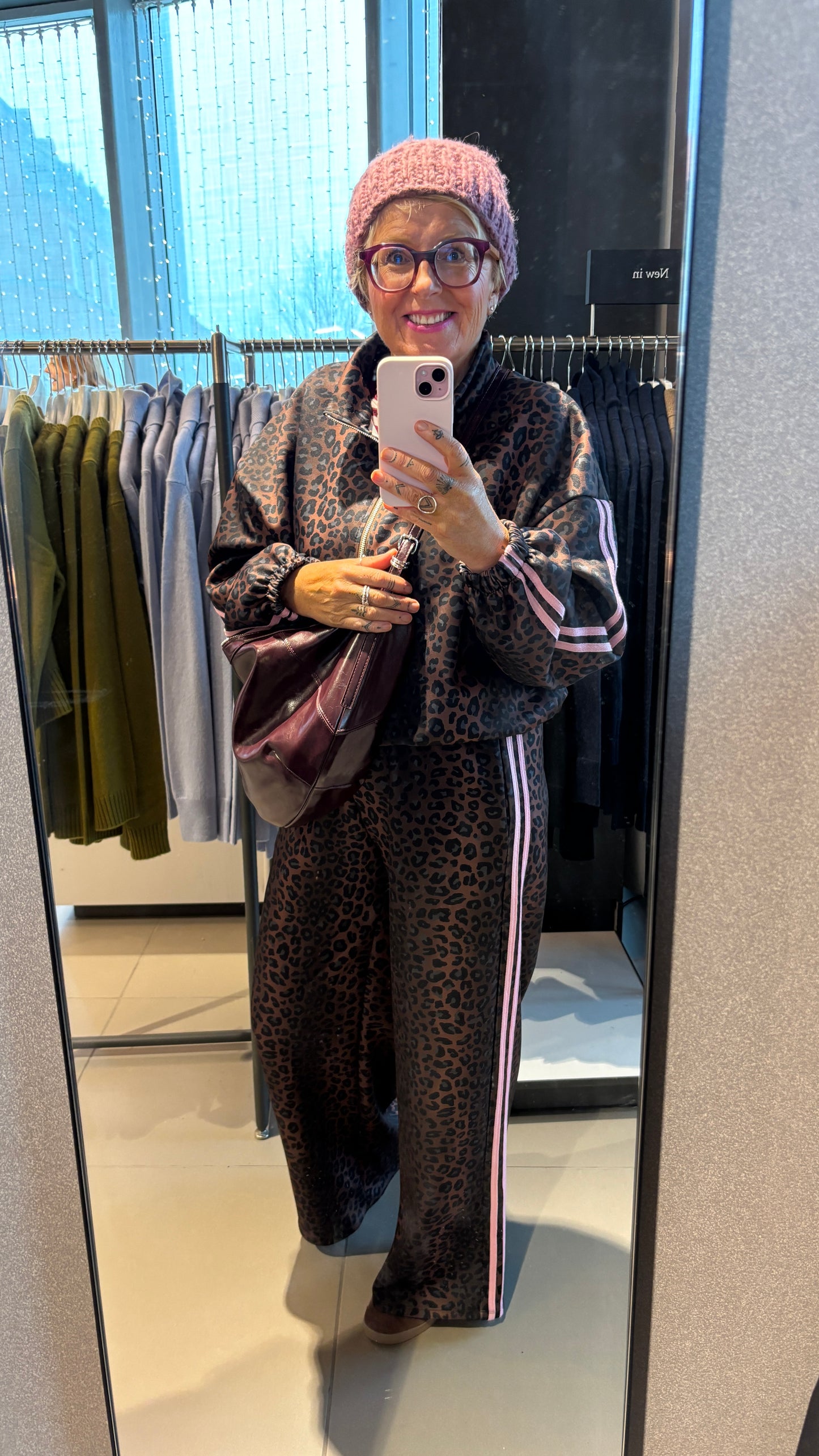 LUXE LEOPARD TRACK PANTS PINK STRIPE *New