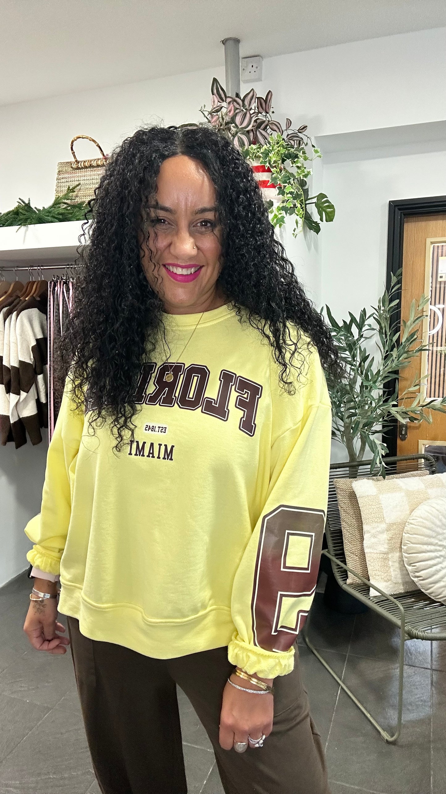 FLORIDA VARSITY SLOGAN SWEATSHIRT YELLOW *New