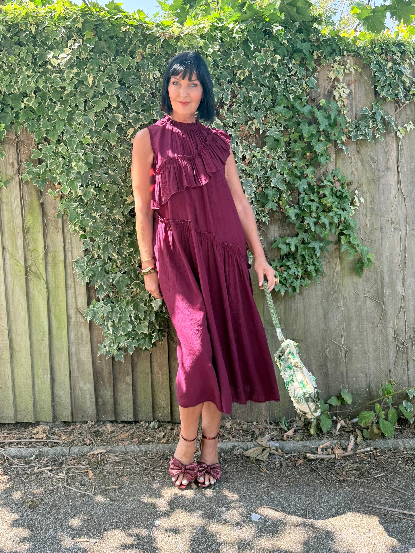 FLOWETRY FRILL MAXI DRESS WINE RED *New