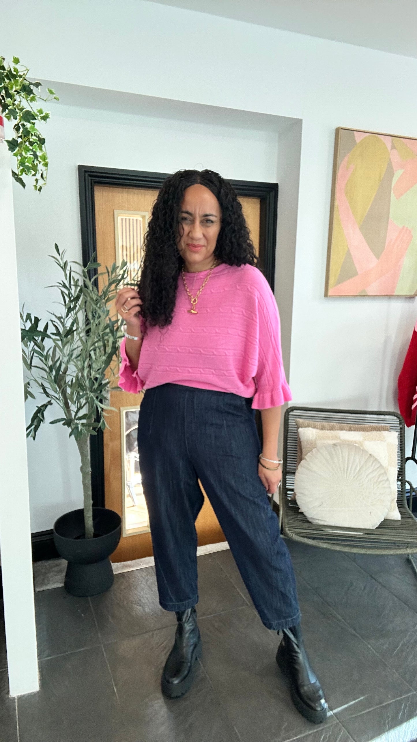 BARREL LEG JOGGERS DARK WASH DENIM *New