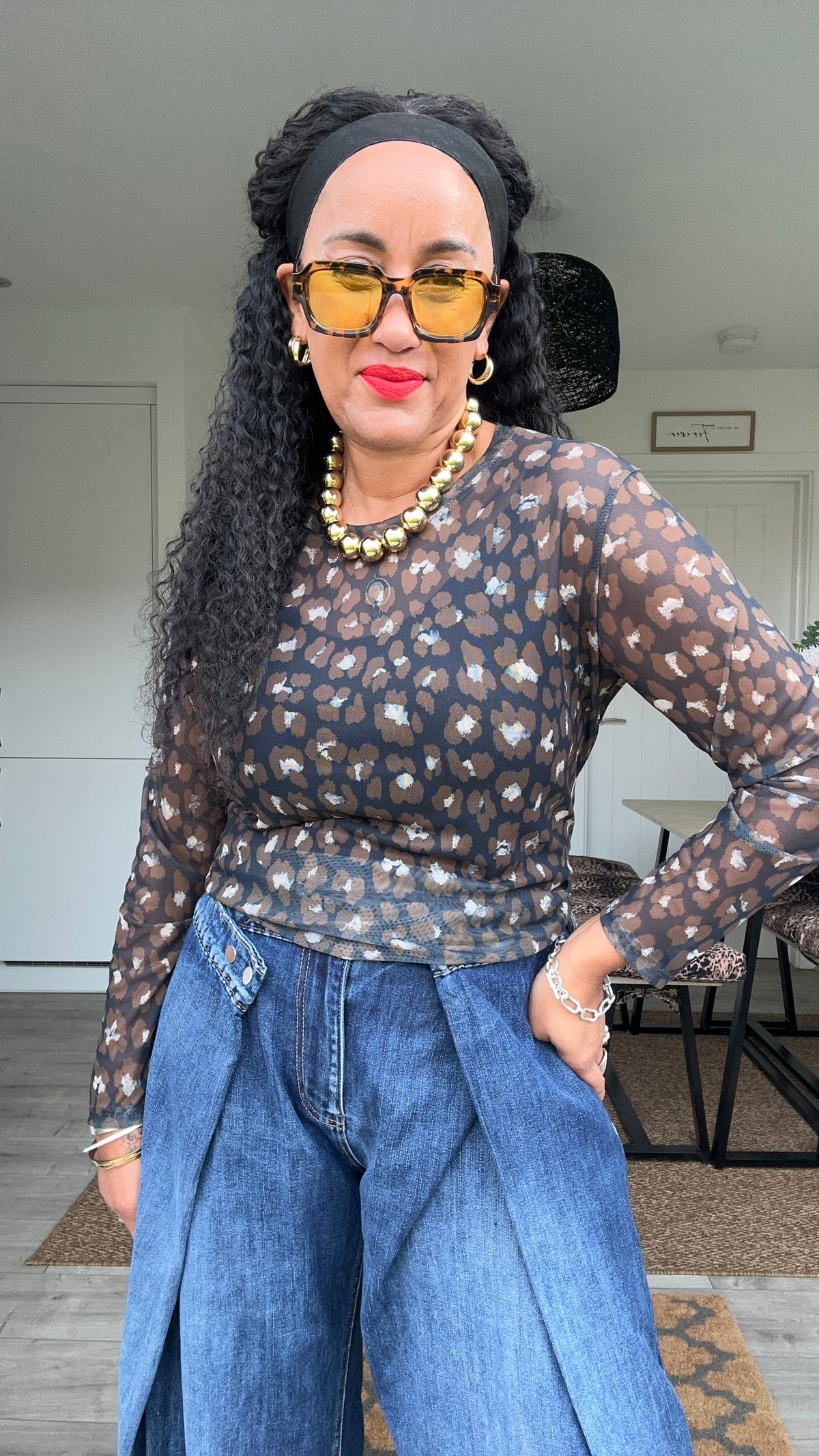 CANDICE LEOPARD TOP BLACK *New