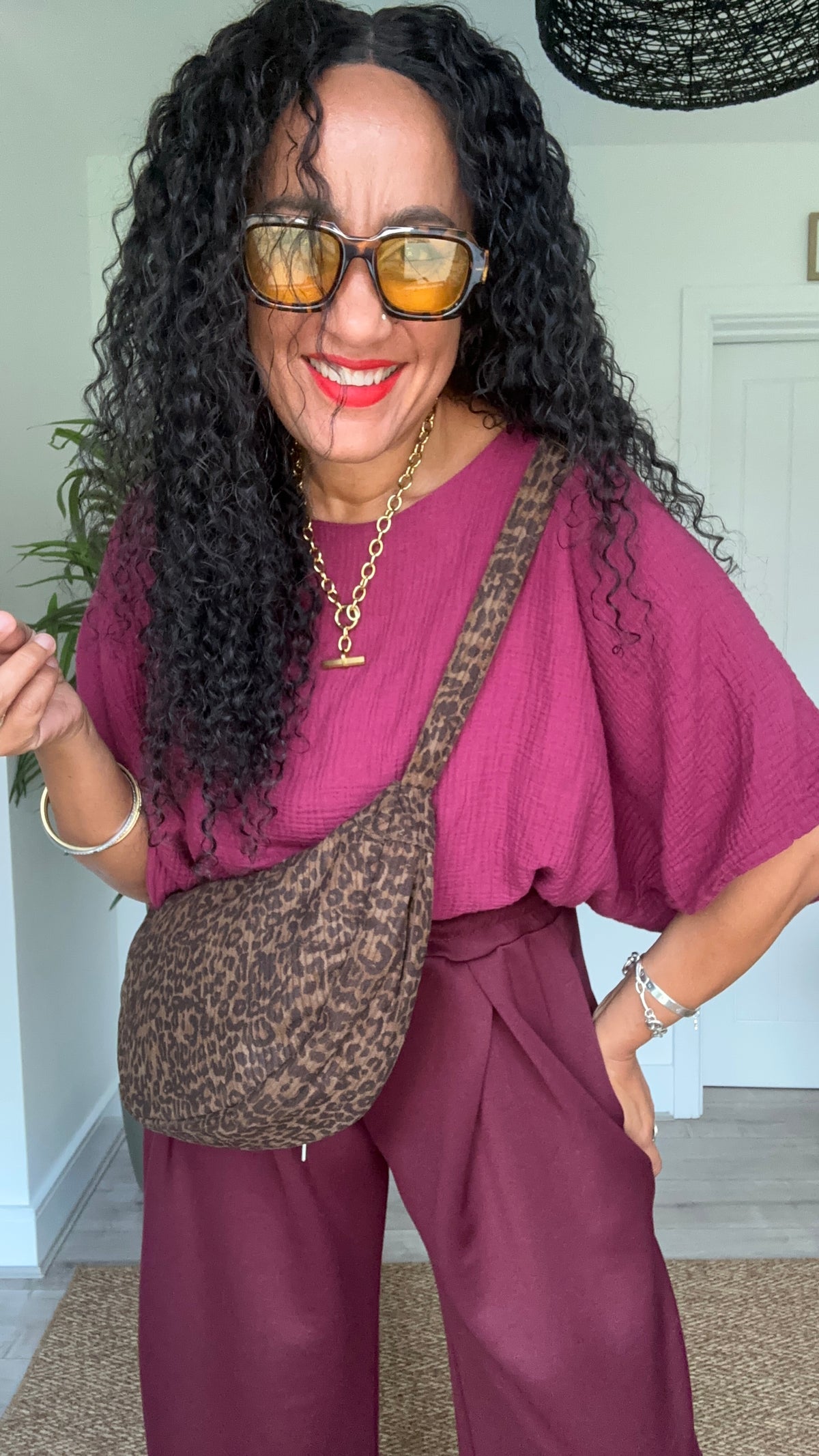 OJAY BUBBLE HEM CHEESECLOTH TOP MULBERRY BUY 1, GET 1 HALF PRICE 💗 CODE OJAY50