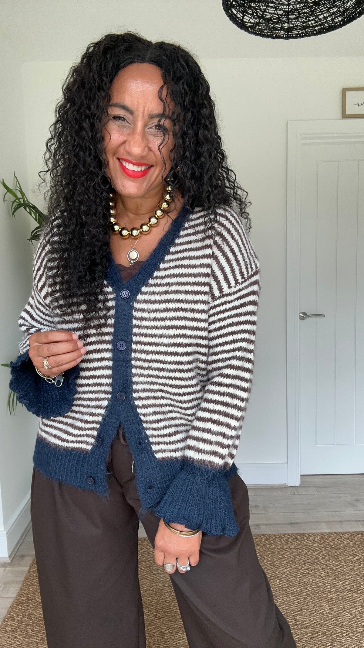 ALEXA STRIPE CARDIGAN BLUE *New