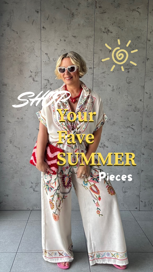 CLEO LASER FLORAL EMBROIDERED BOHO WIDE LEG TROUSERS BEIGE *New