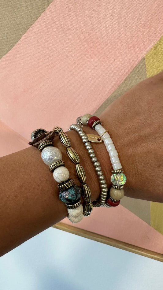 MARBLE PEARL STACK BRACELET *New