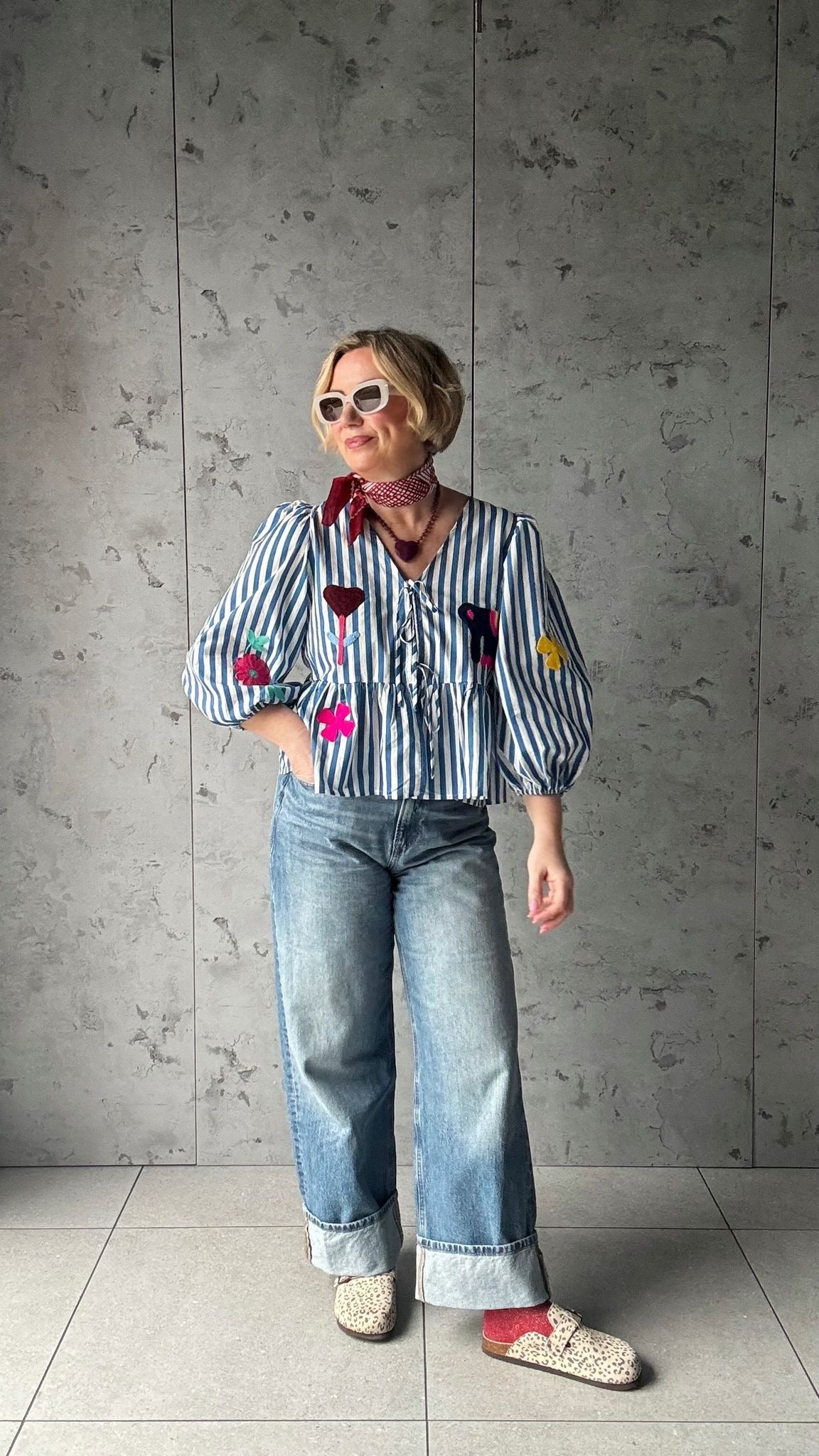 FREE SPIRIT FUZZY FELT  PEPLUM BLOUSE *New