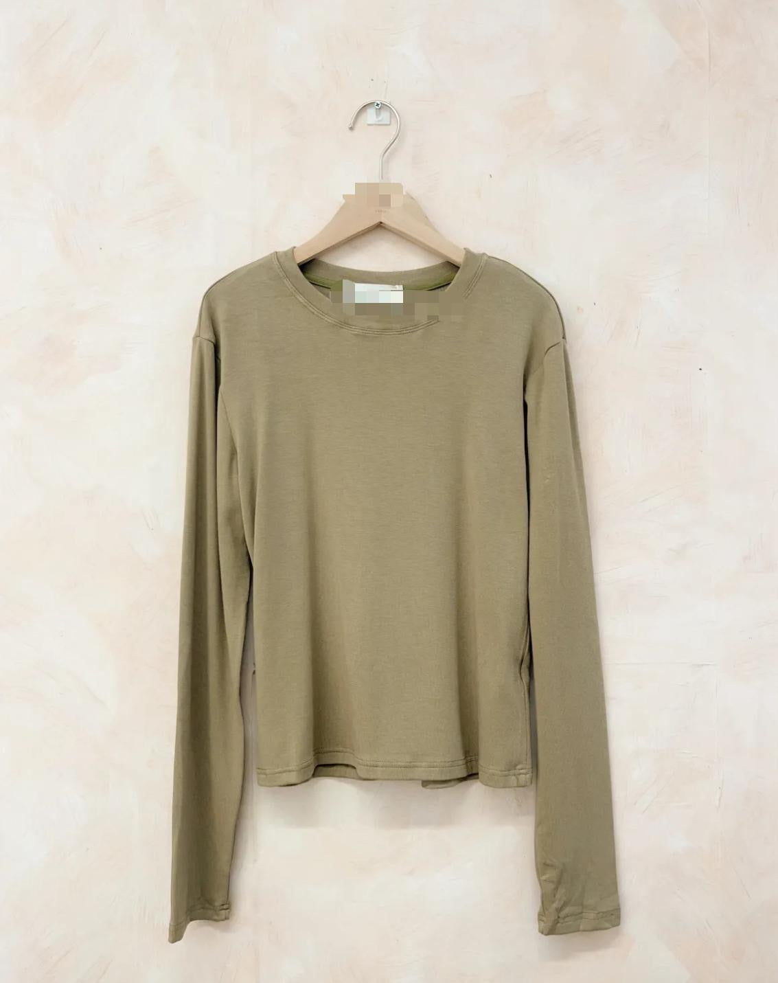 BASIC LONG SLEEVED COTTON TOP KHAKI *New