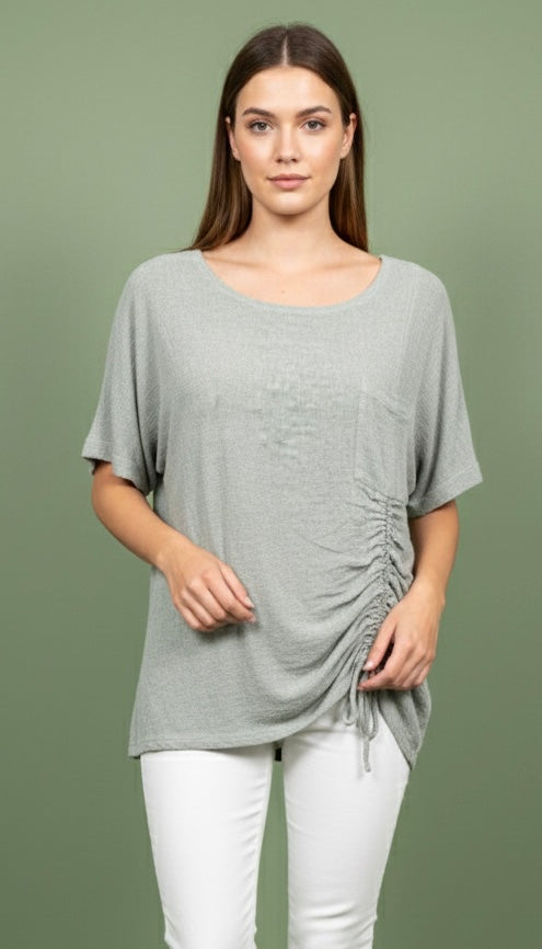 DERBY LINEN OVERSIZED BOXY TOP SAGE GREEN