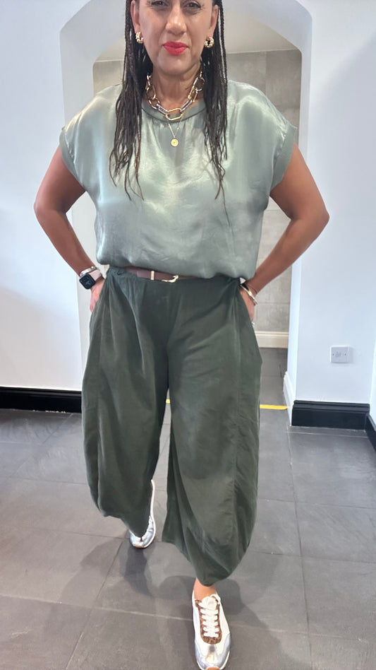 BETHANY CORD BALLOON TROUSERS KHAKI *New