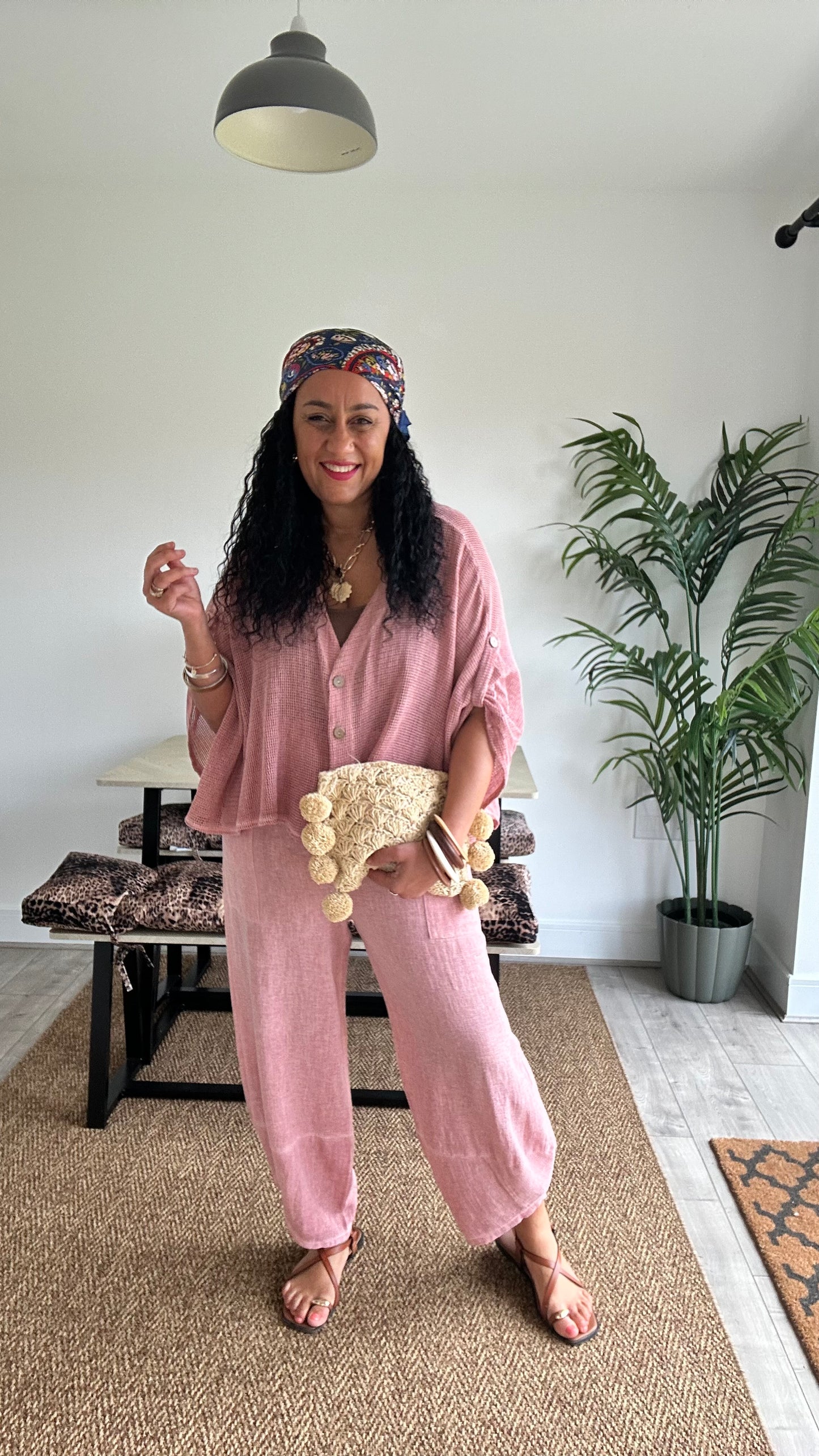 DERBY BARREL LEG TROUSERS SALMON PINK *New