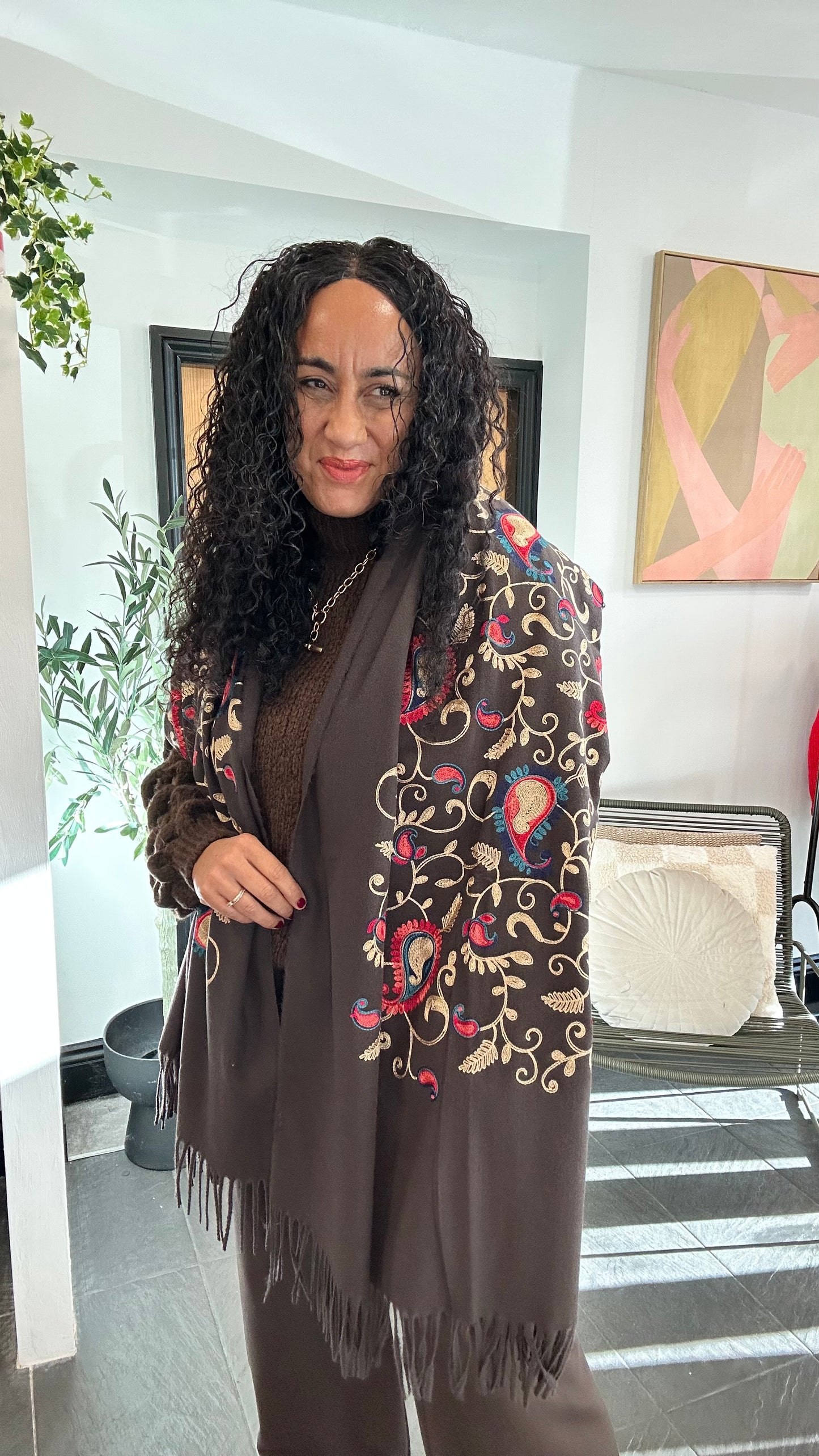 PAISLEY EMBROIDERED BLANKET SCARF SHAWL *New