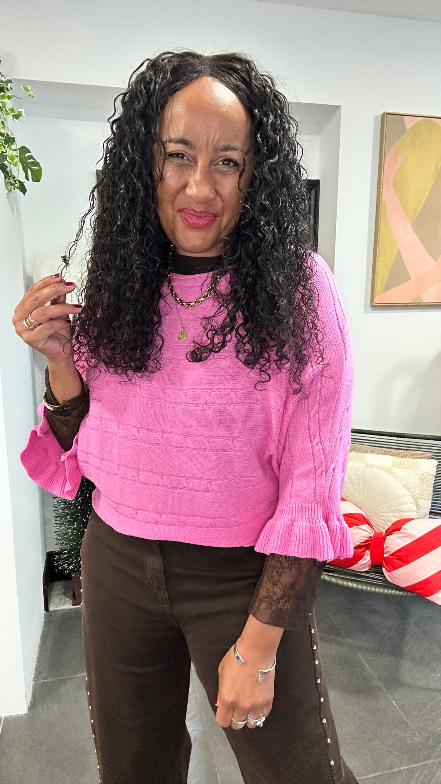 GABEL MABLE FRILL TOP PINK *New