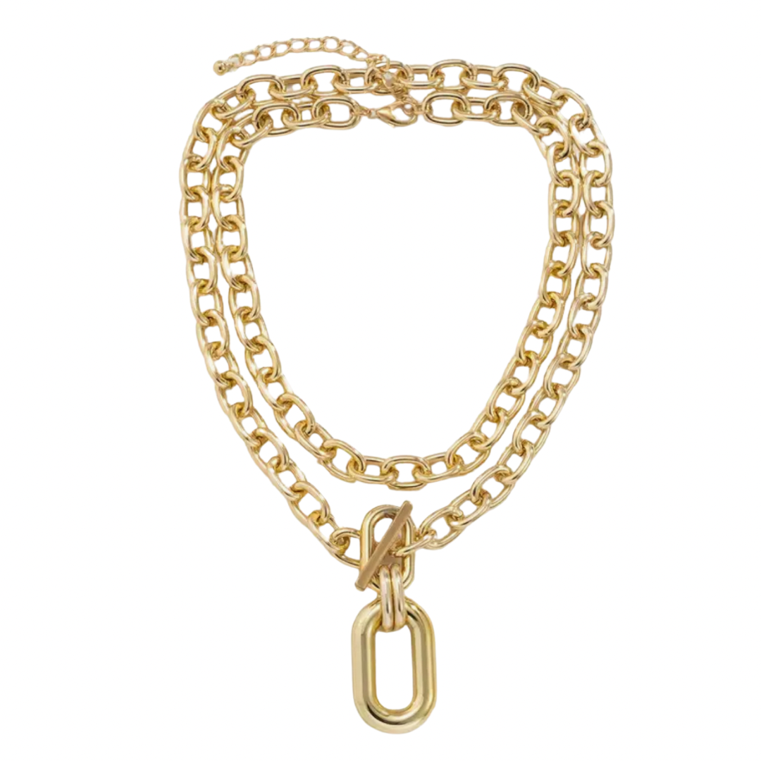 GEO MULTI LAYERED GOLD CHAIN NECKLACE *New & Trending