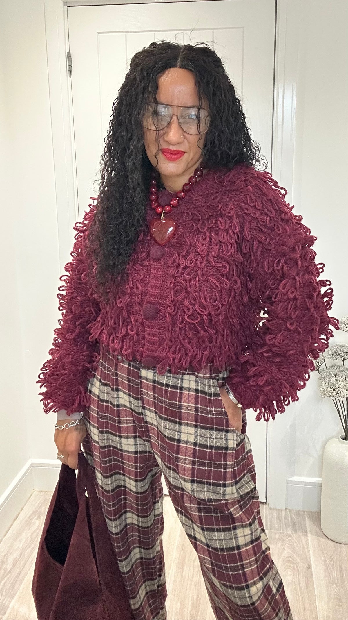 LOOPY LOOP CARDIGAN BURGUNDY *New