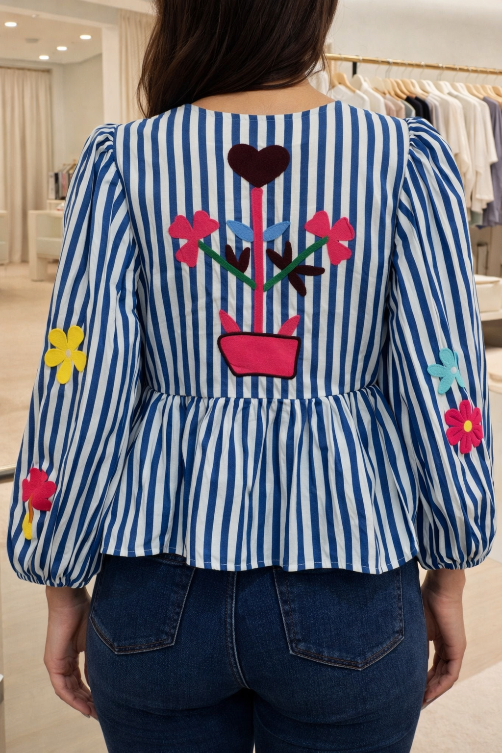 FREE SPIRIT FUZZY FELT  PEPLUM BLOUSE *New