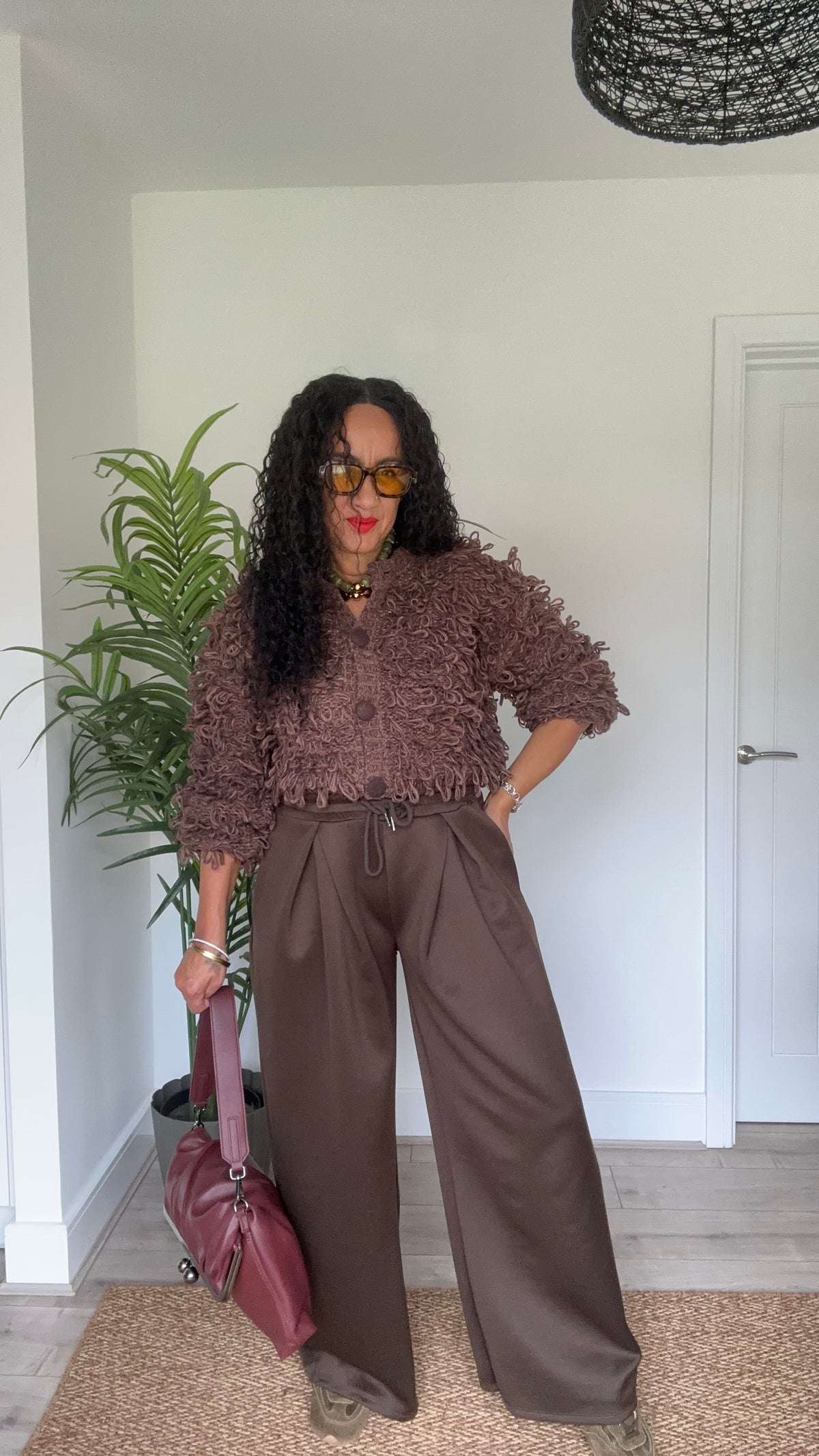 EVERYDAY WIDE LEG JOGGERS BROWN *New